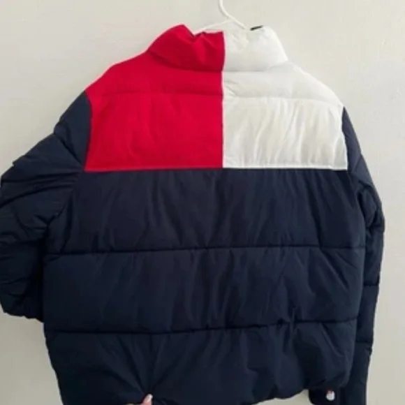 Tommy Hilfiger traveler boxy Puffer coat Jacket XLARGE jacket blue red NWT - Picture 6 of 13